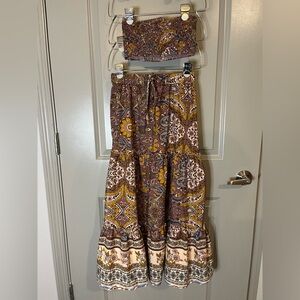 Bohemian Paisley Print Skirt and Top Set